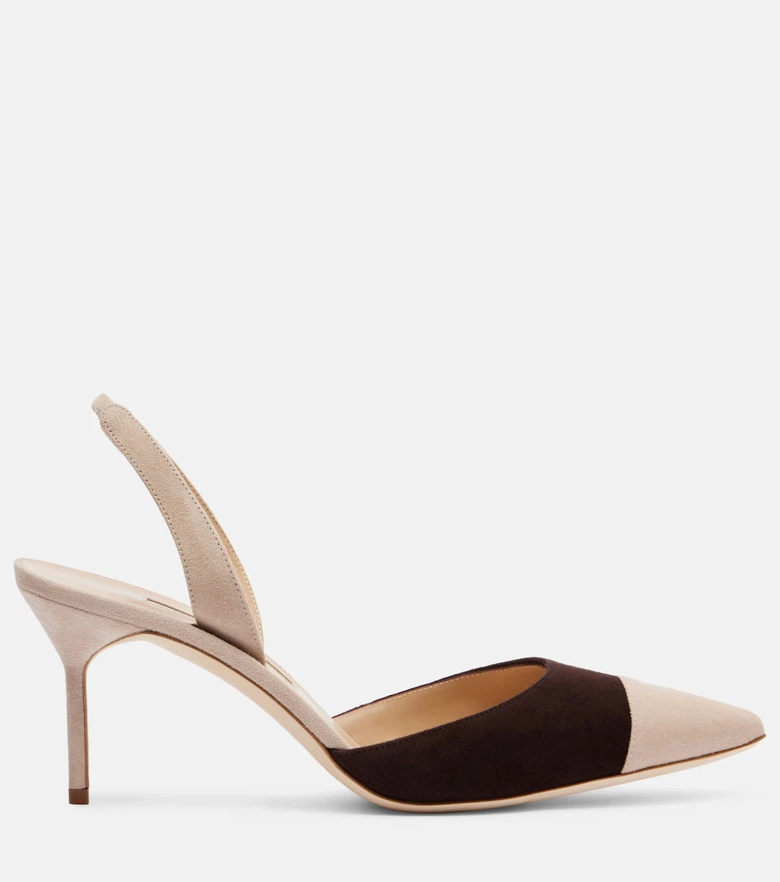 Manolo Blahnik - Capsli 70 süet arkası açık topuklu ayakkabı