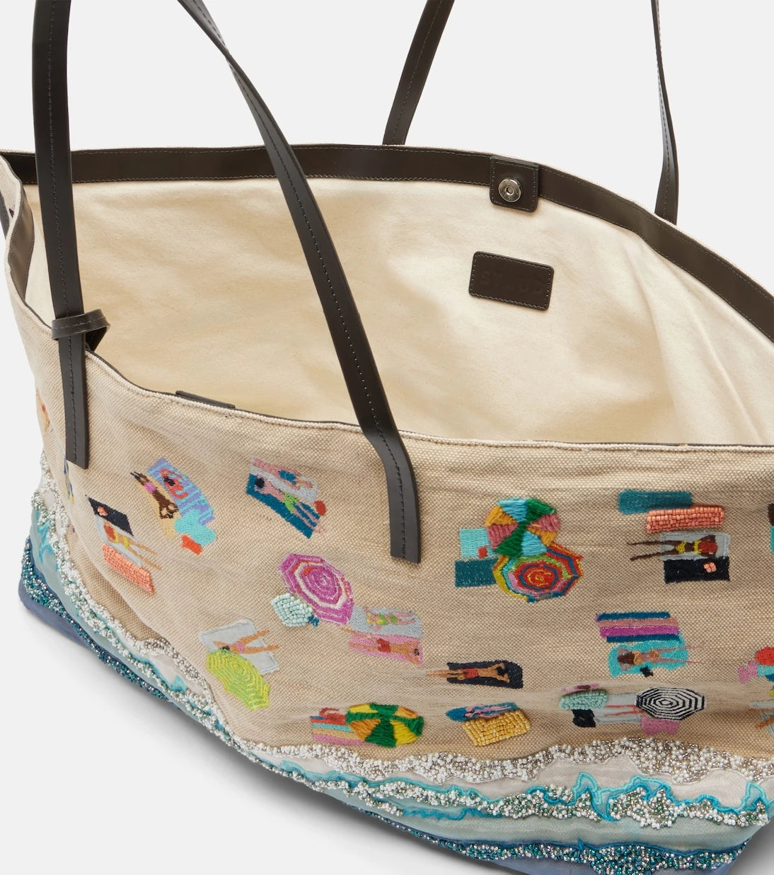 Staud - Christos Large beaded canvas tote bag