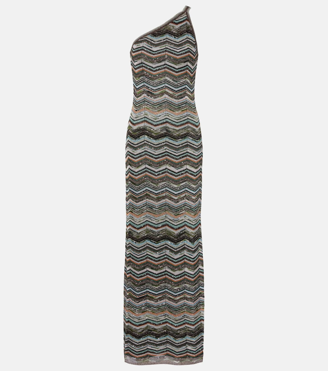 Missoni - Zigzag one-shoulder lamé maxi dress