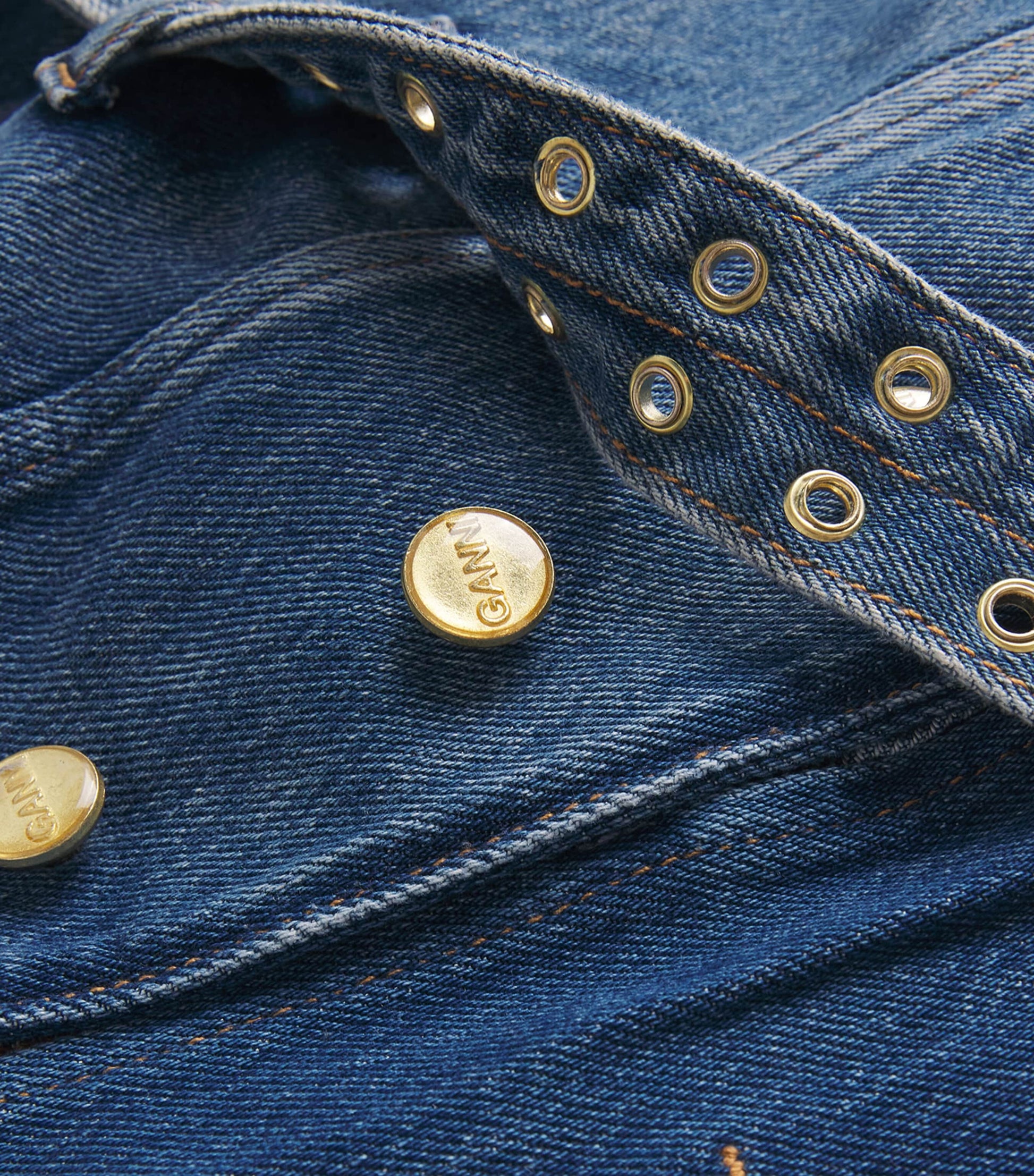 GANNI Blue Belted Denim Jacket