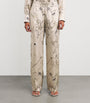 Victoria Beckham Pink Silk Printed Trousers