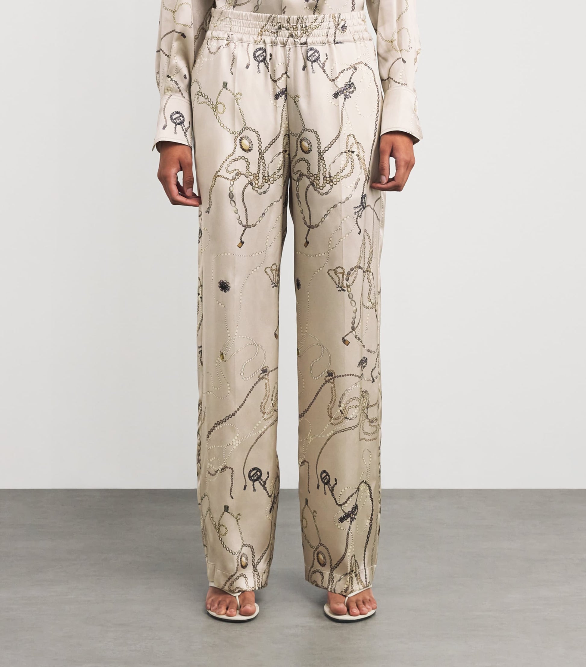 Victoria Beckham Pink Silk Printed Trousers