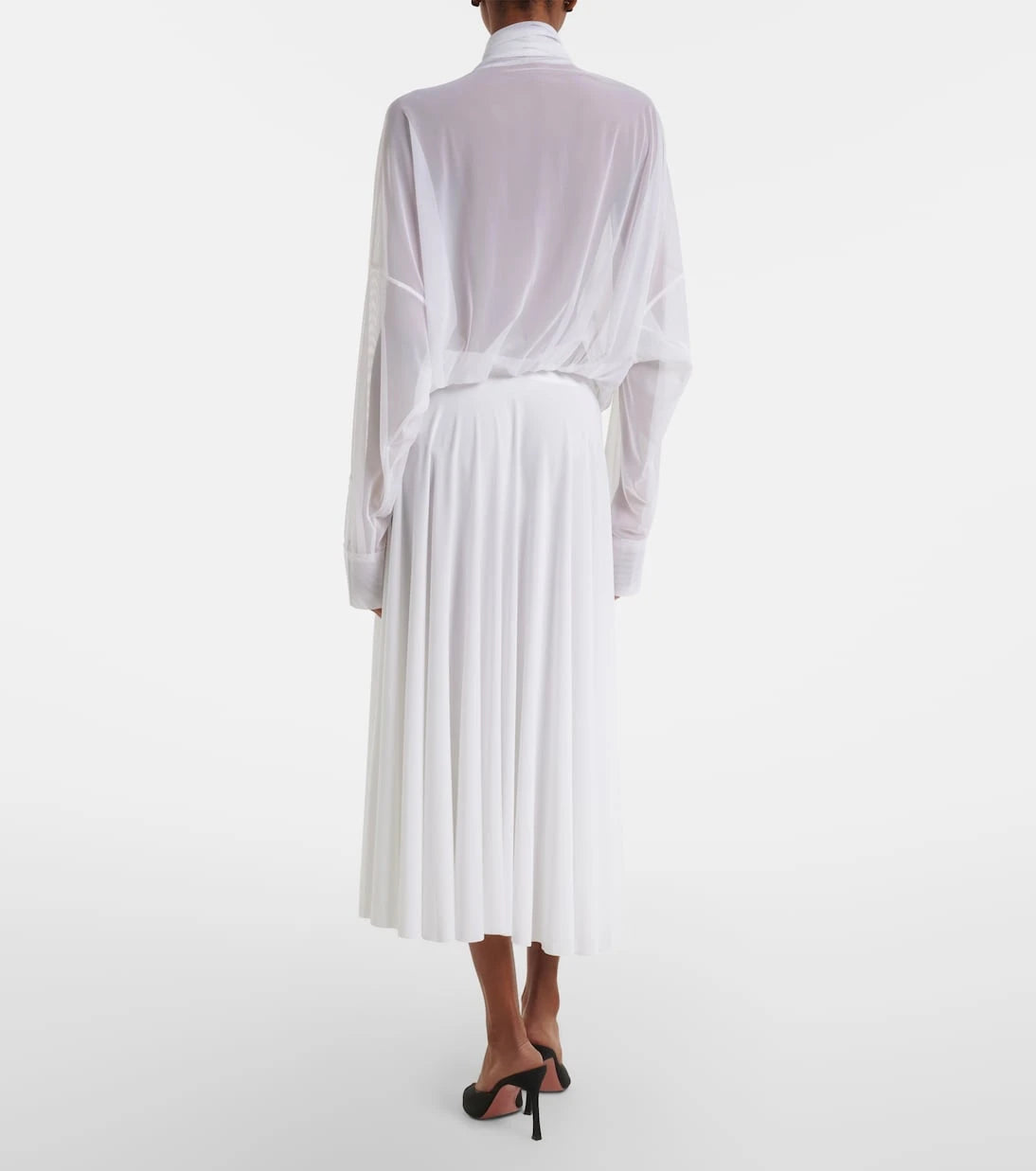 Norma Kamali - Pleated jersey midi skirt