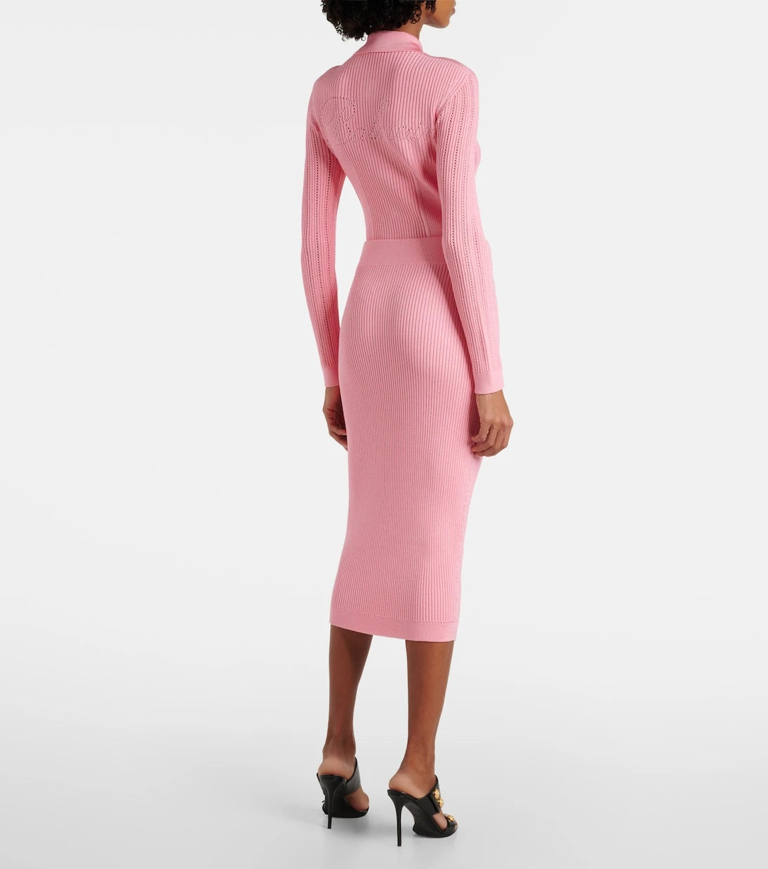 Balmain - Ribbed-knit midi skirt
