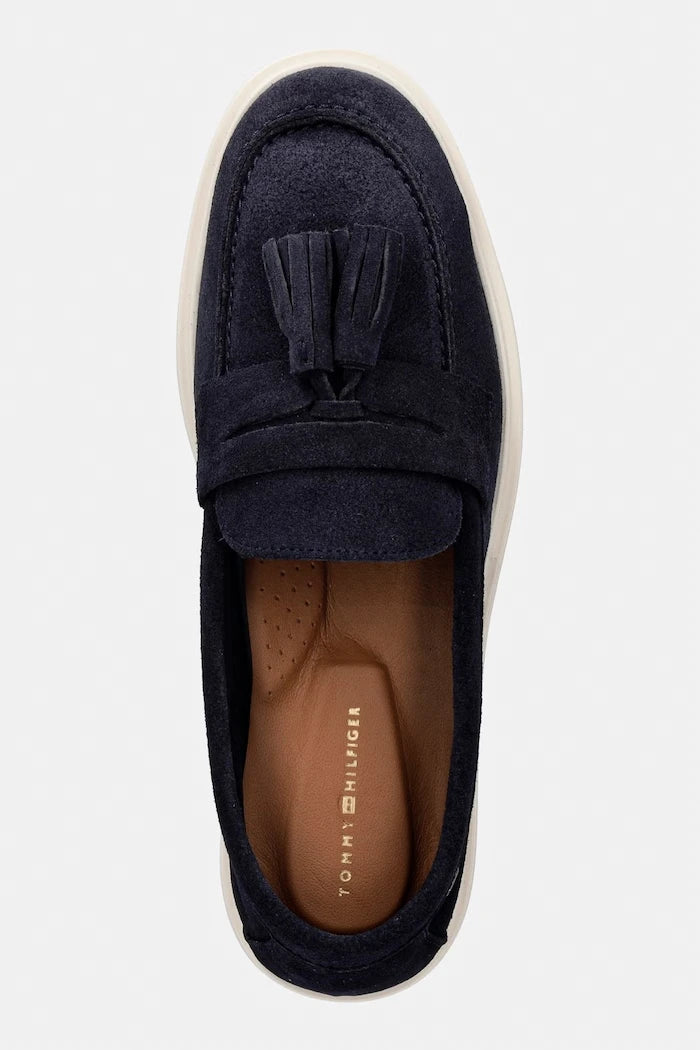 Tommy Hilfiger kadın süet mokasen LIGHT SUEDE TASSEL LOAFER