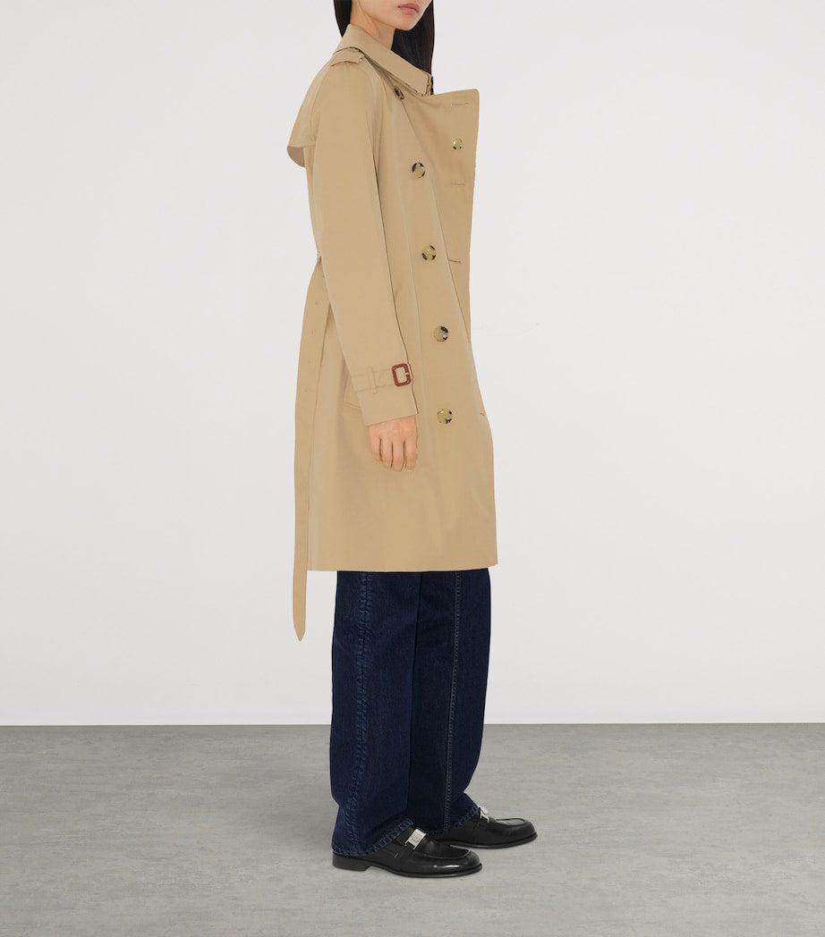 Burberry Beige Gabardine Mid-Length Kensington Heritage Trench Coat