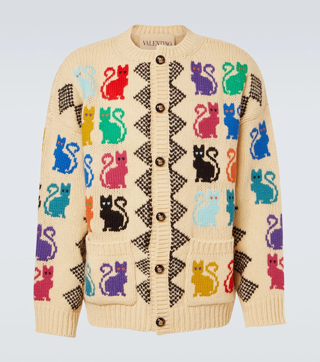Valentino - Jacquard virgin wool cardigan