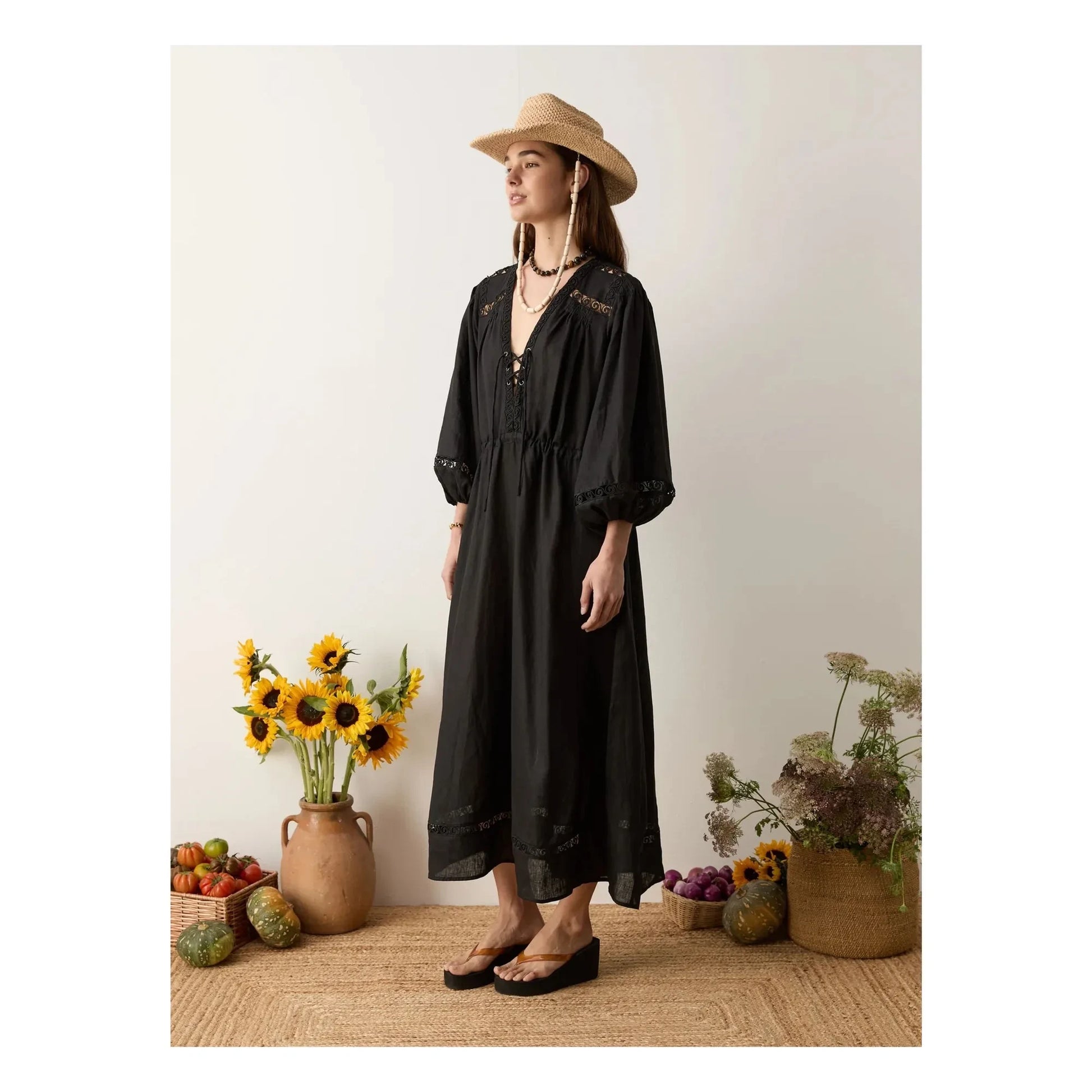 Boteh - Atlas Linen Smocked Dress | Black