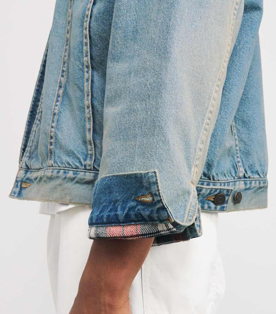 Joret Corduroy-Trim Denim Jacket LIGHT INDIGO