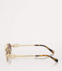 Gold Metal Oval Sunglasses