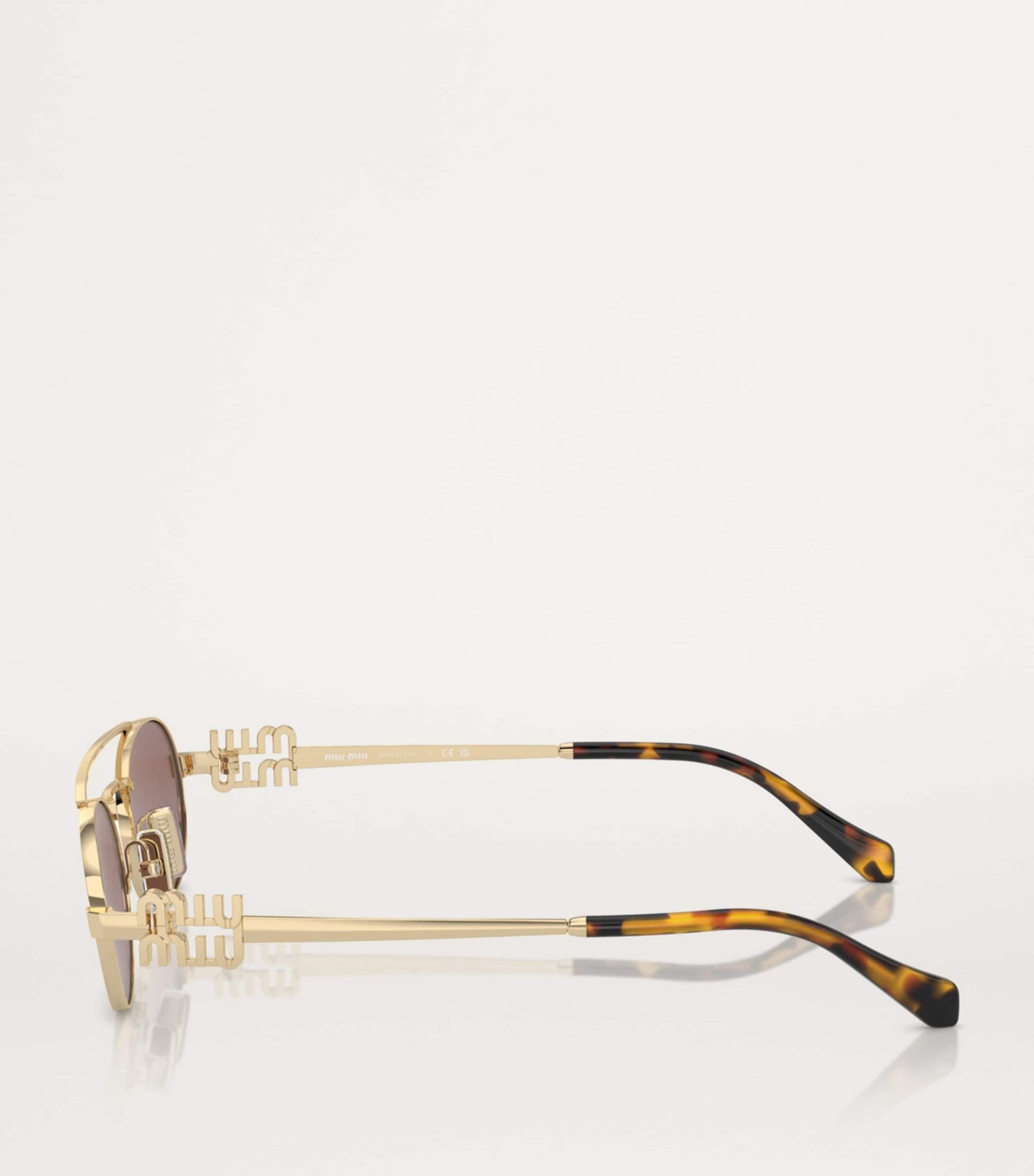 Gold Metal Oval Sunglasses