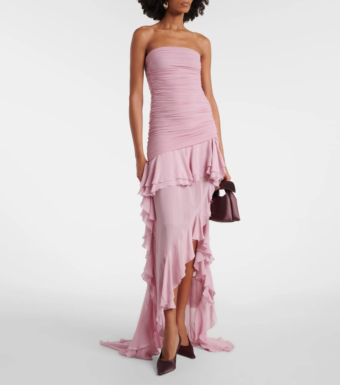 Blumarine - Asymmetric ruffled georgette gown