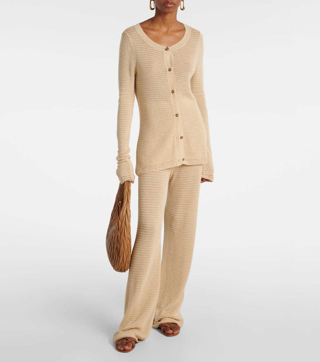 Posse - Lennon knitted cotton-blend flared pants