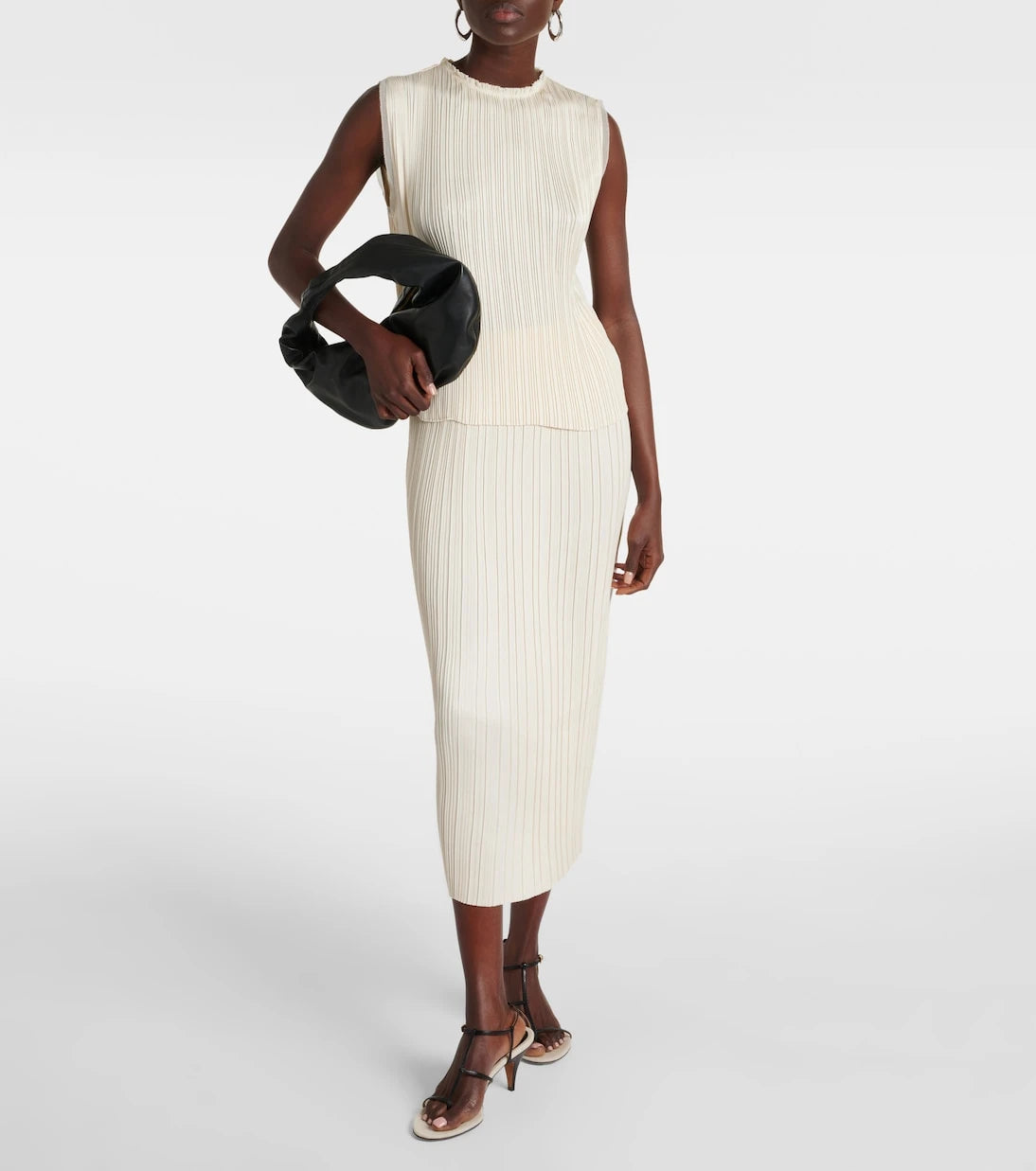 Vince - Chiffon-trimmed pleated satin top