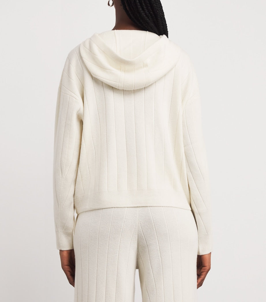 White Cashmere Zip-Up Hoodie