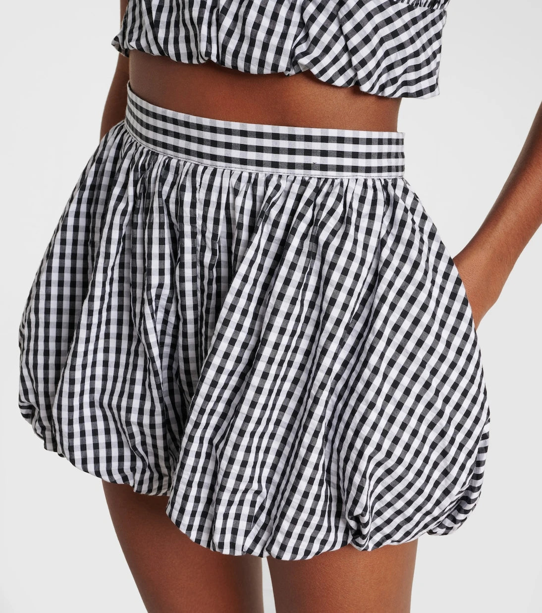 Faithfull - Gingham gathered cotton poplin shorts