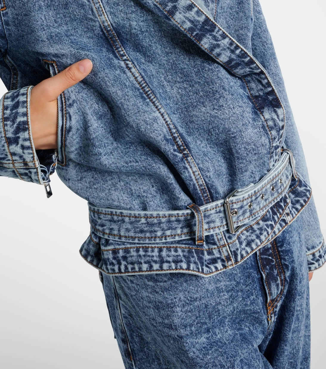 Alaïa - Belted hooded denim jacket