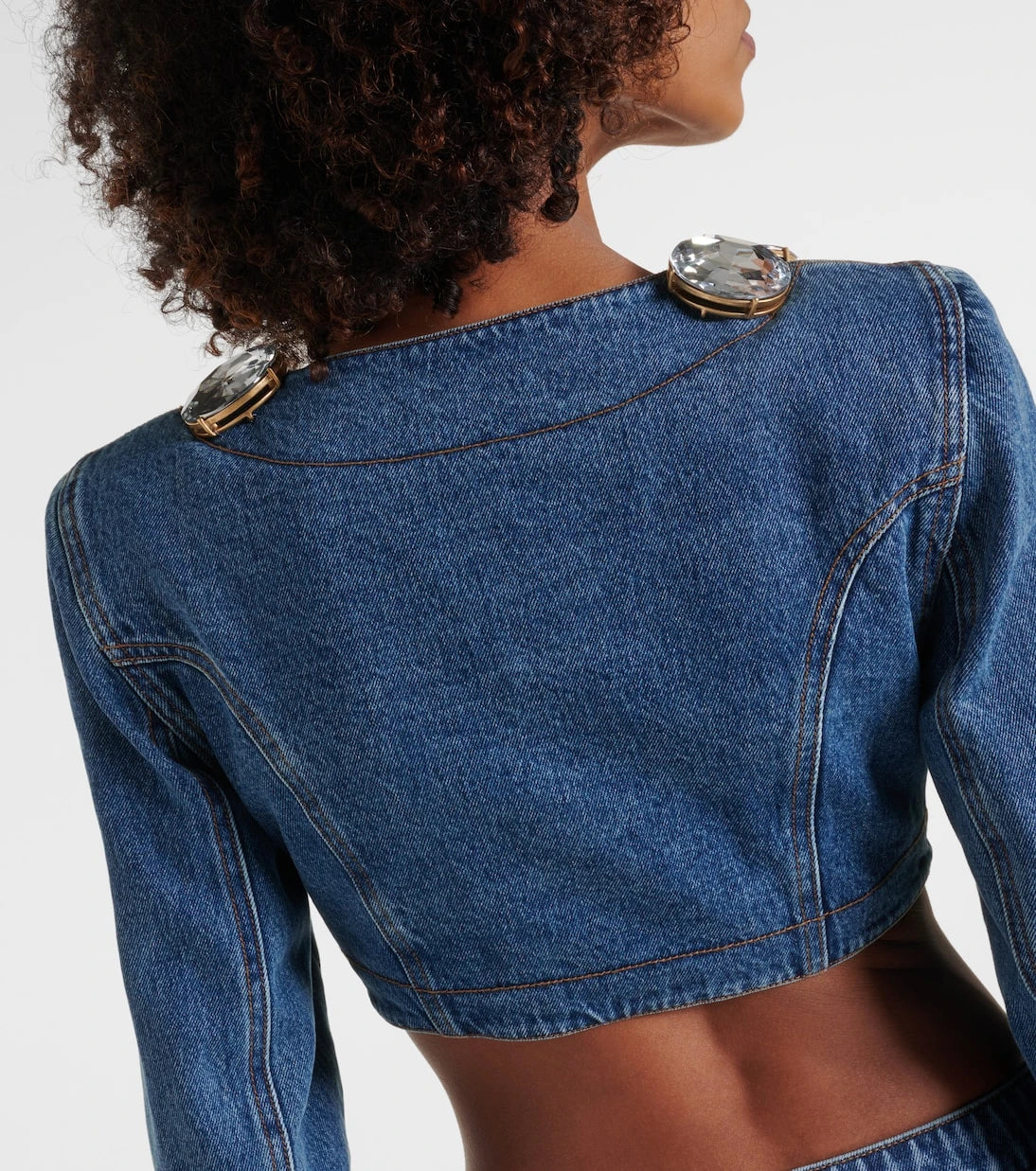 Area - Embellished cropped denim jacket