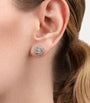 White Gold and Diamond Rose Stud Earrings