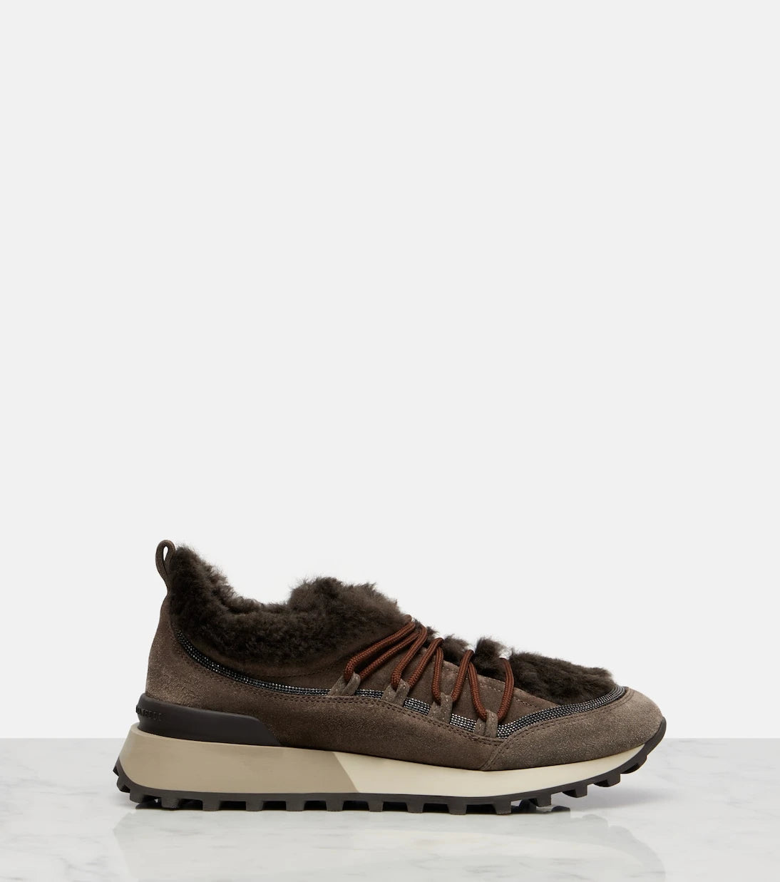 Brunello Cucinelli - Shearling-lined suede low-top sneakers