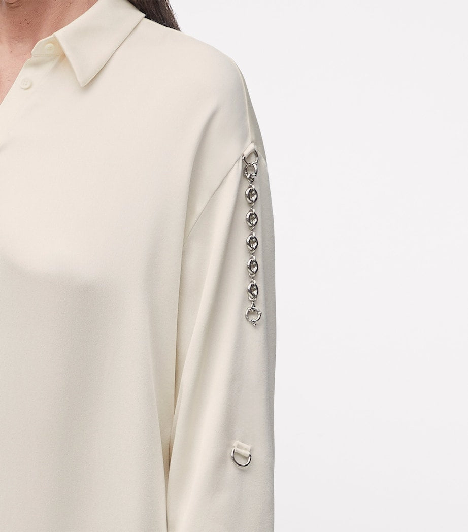 LOEWE White EXCLUSIVE Silk Satin Donut Chain Silver Capsule Shirt Dress