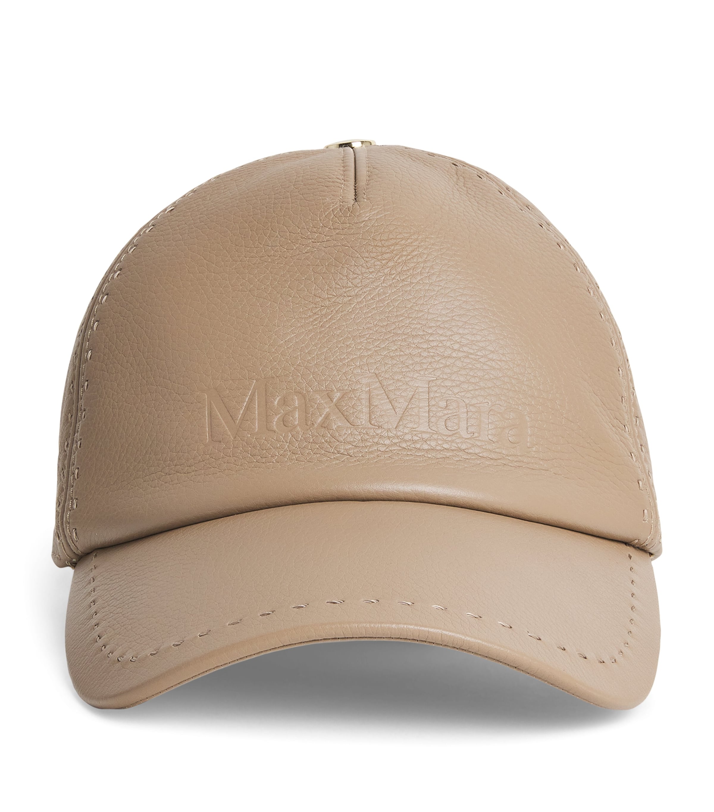 Brown Leather Logo Cap