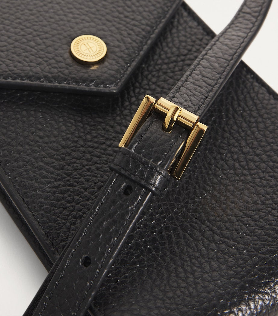 Black Leather Phone Pouch