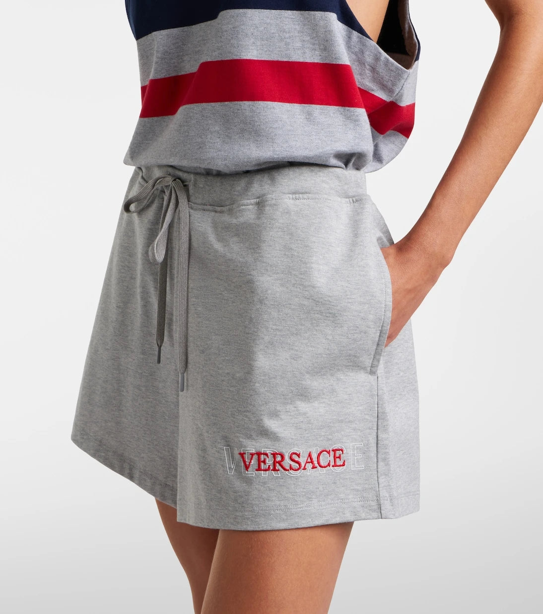 Versace - Logo cotton jersey shorts