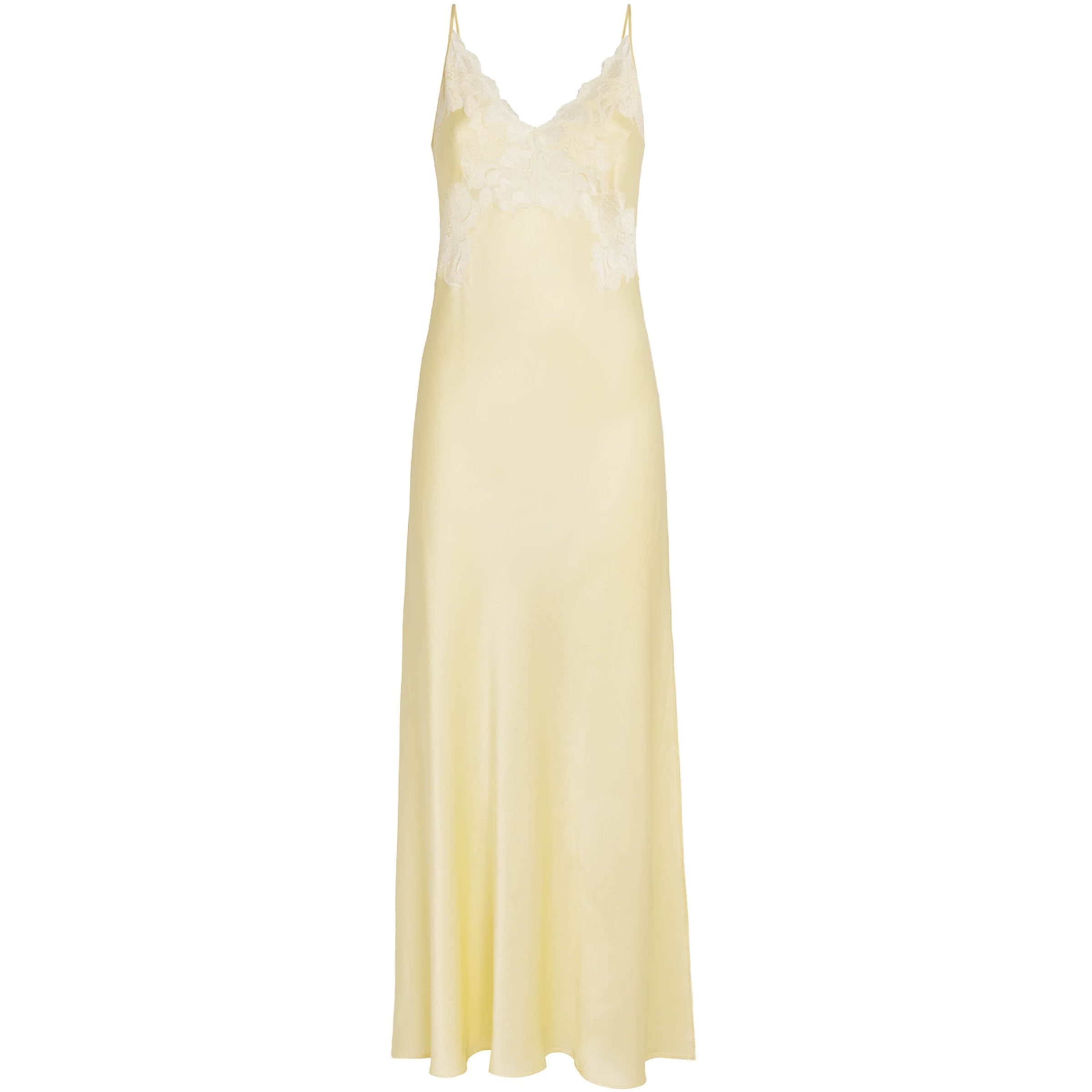 Bocan Yellow Satin Lace-Trim Caroline Nightdress
