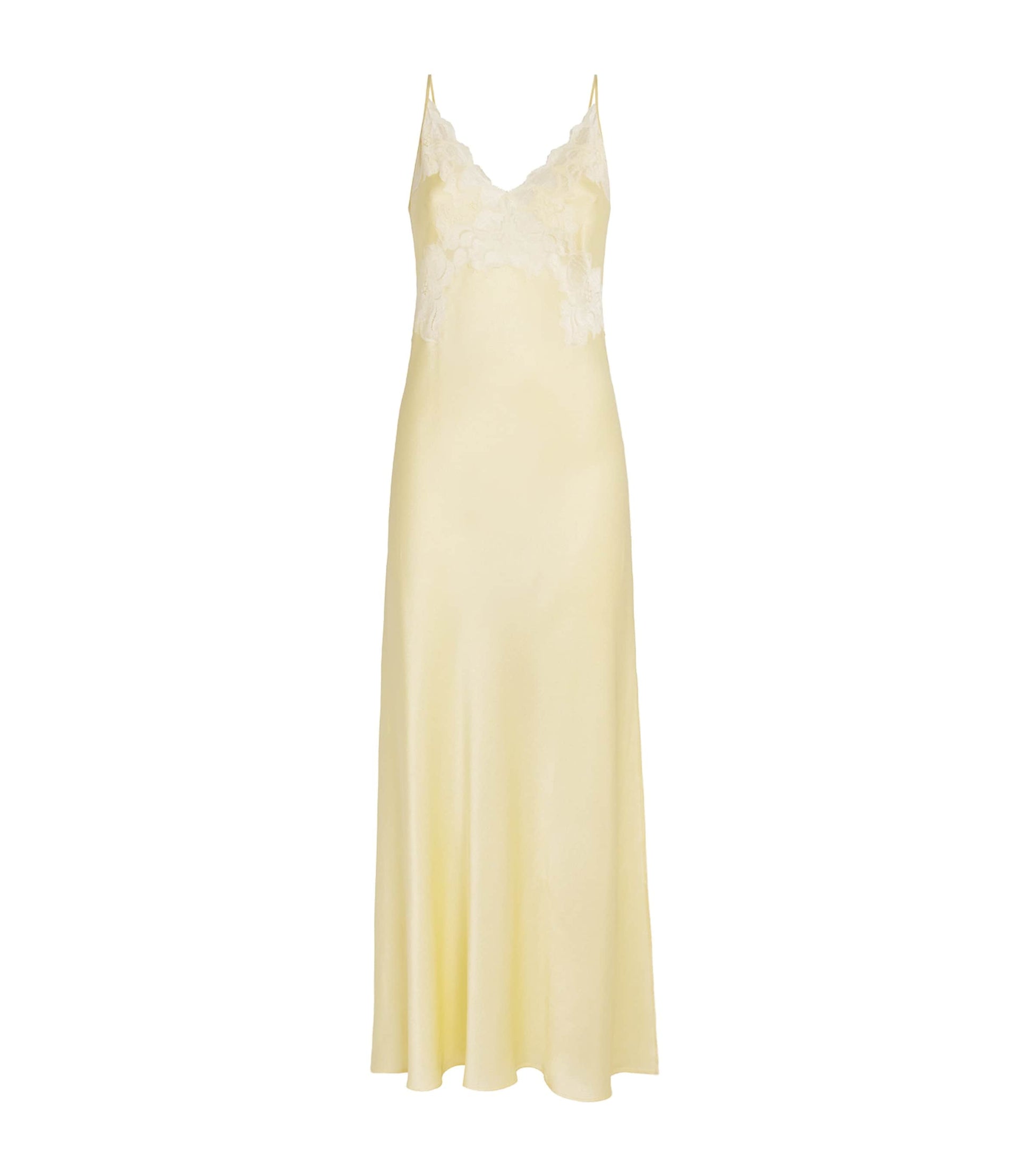 Bocan Yellow Satin Lace-Trim Caroline Nightdress