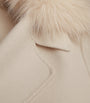Yves Salomon Beige Wool-Cashmere Fur-Trim Pea Coat