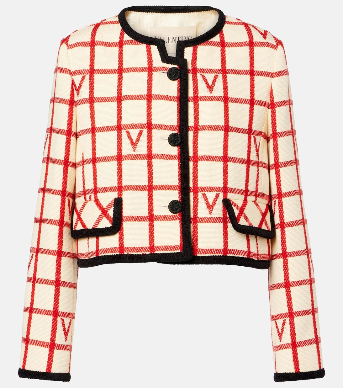 Valentino - VLogo checked wool and cotton jacket