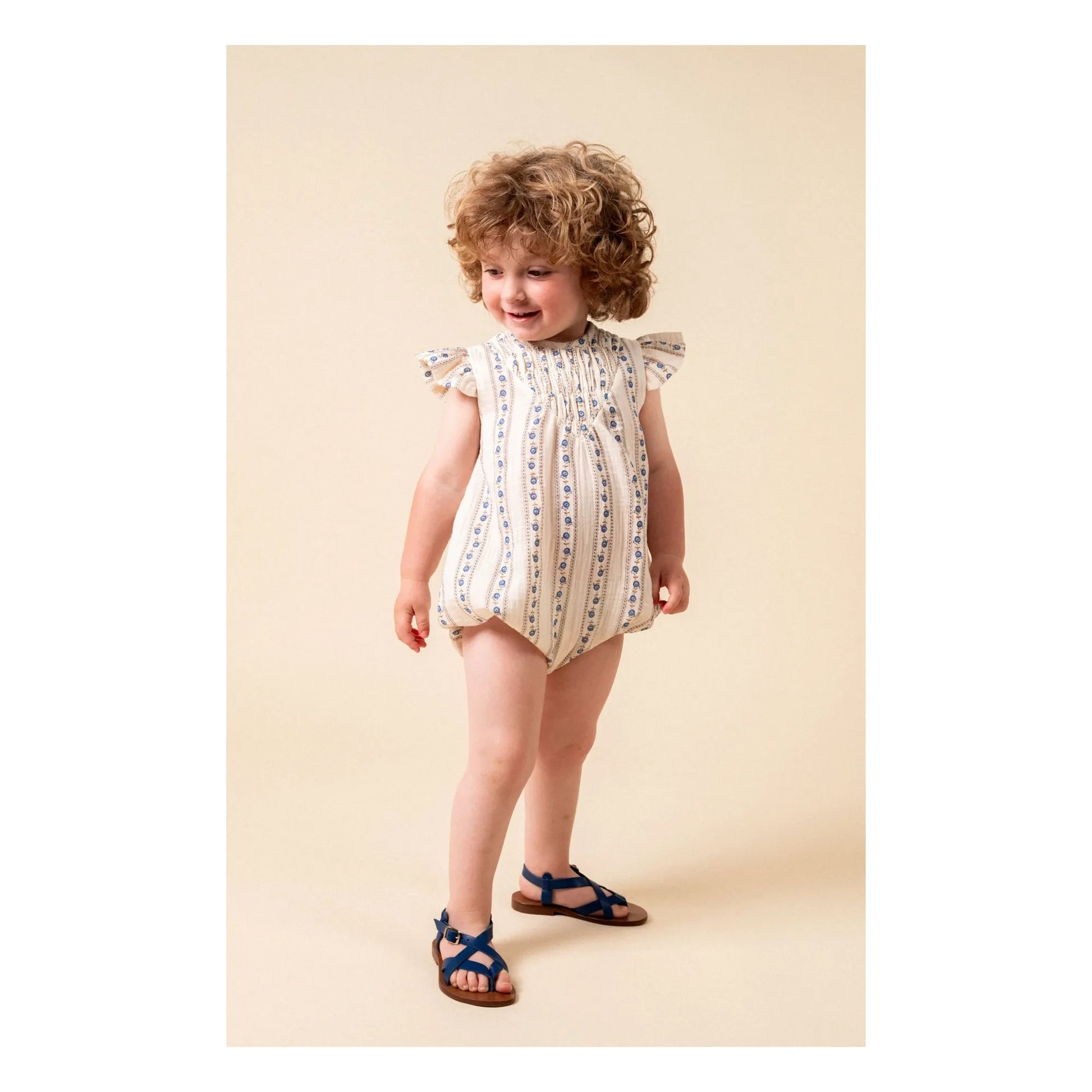 birinit - Ruffled romper Sariñena Flowers Organic Cotton | Ivory