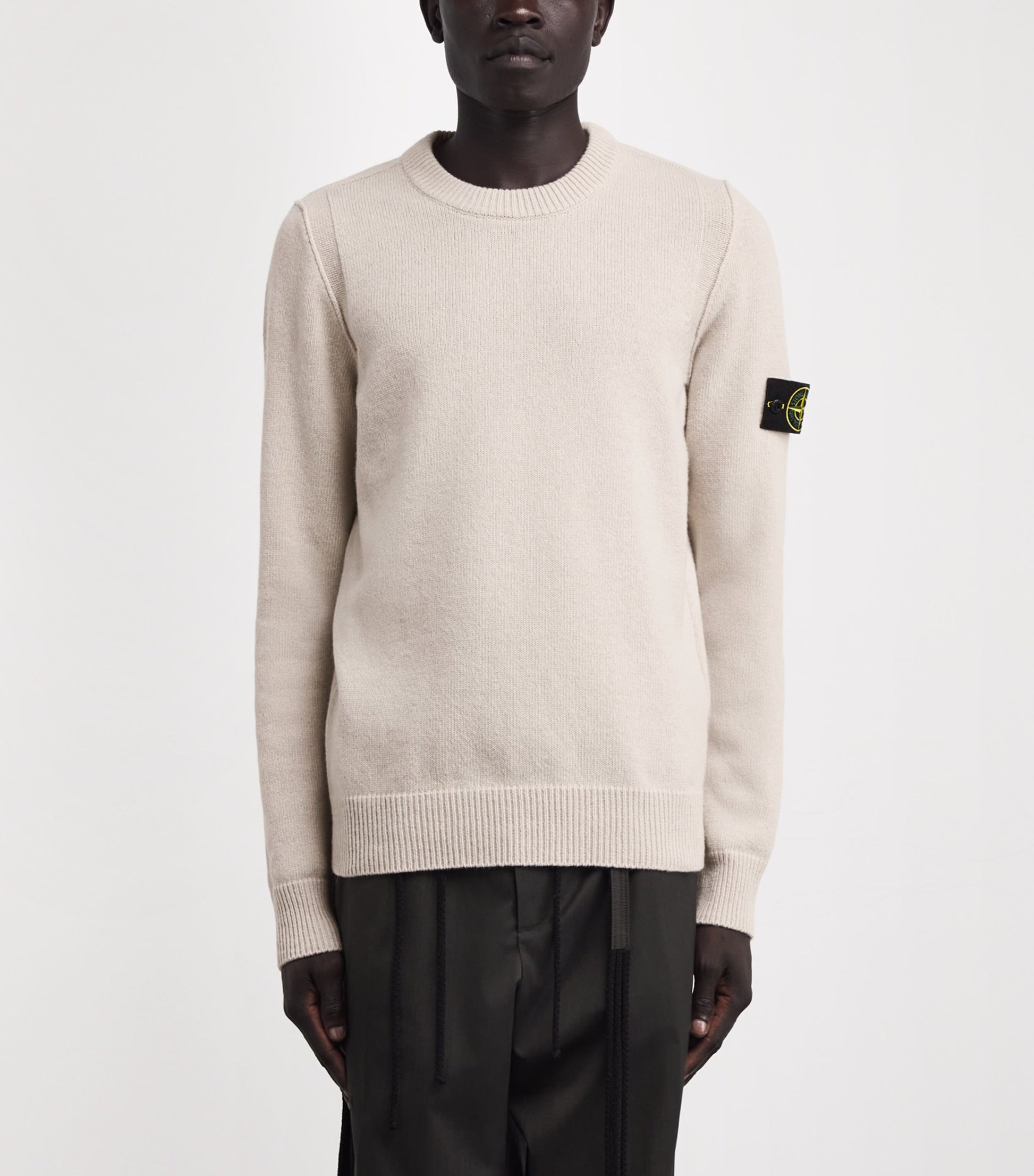 Beige Lambswool-Blend Sweater
