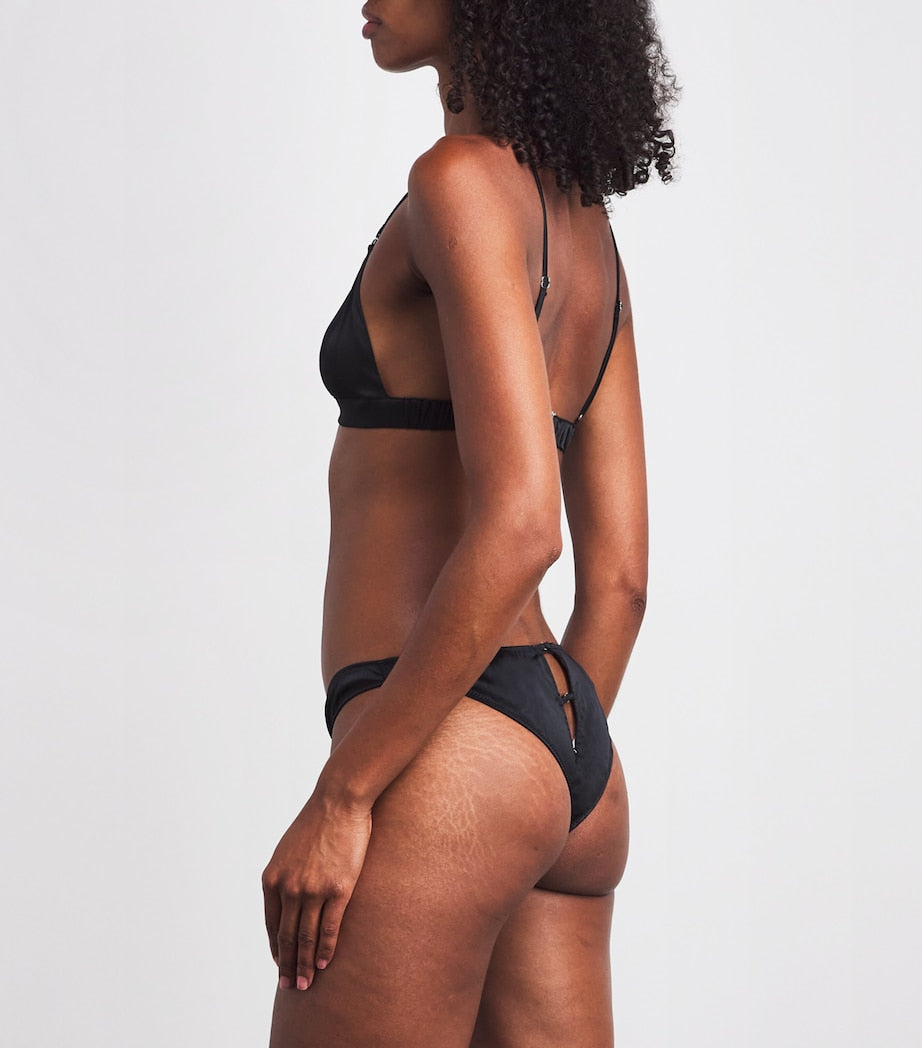Fleur Du Mal Black Stretch-Silk Luxe Cheeky Briefs