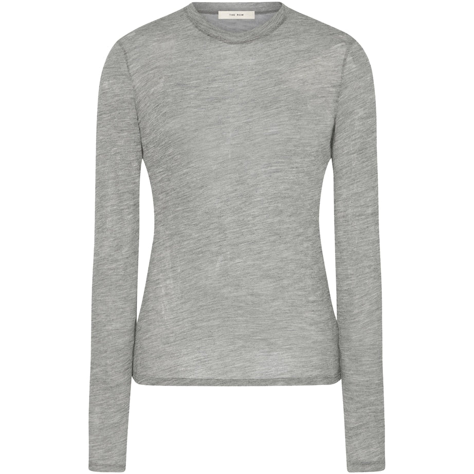 The Row Grey Inverness Cashmere Long-Sleeve T-Shirt