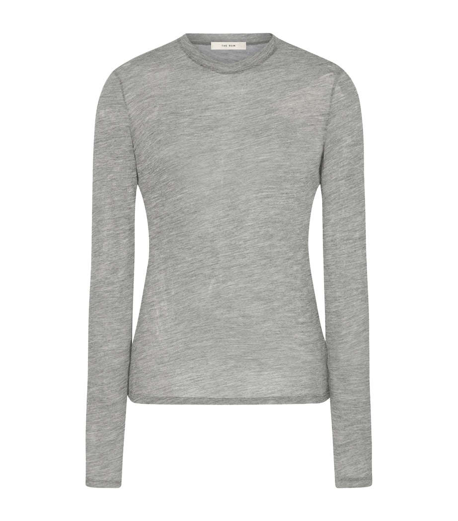 The Row Grey Inverness Cashmere Long-Sleeve T-Shirt