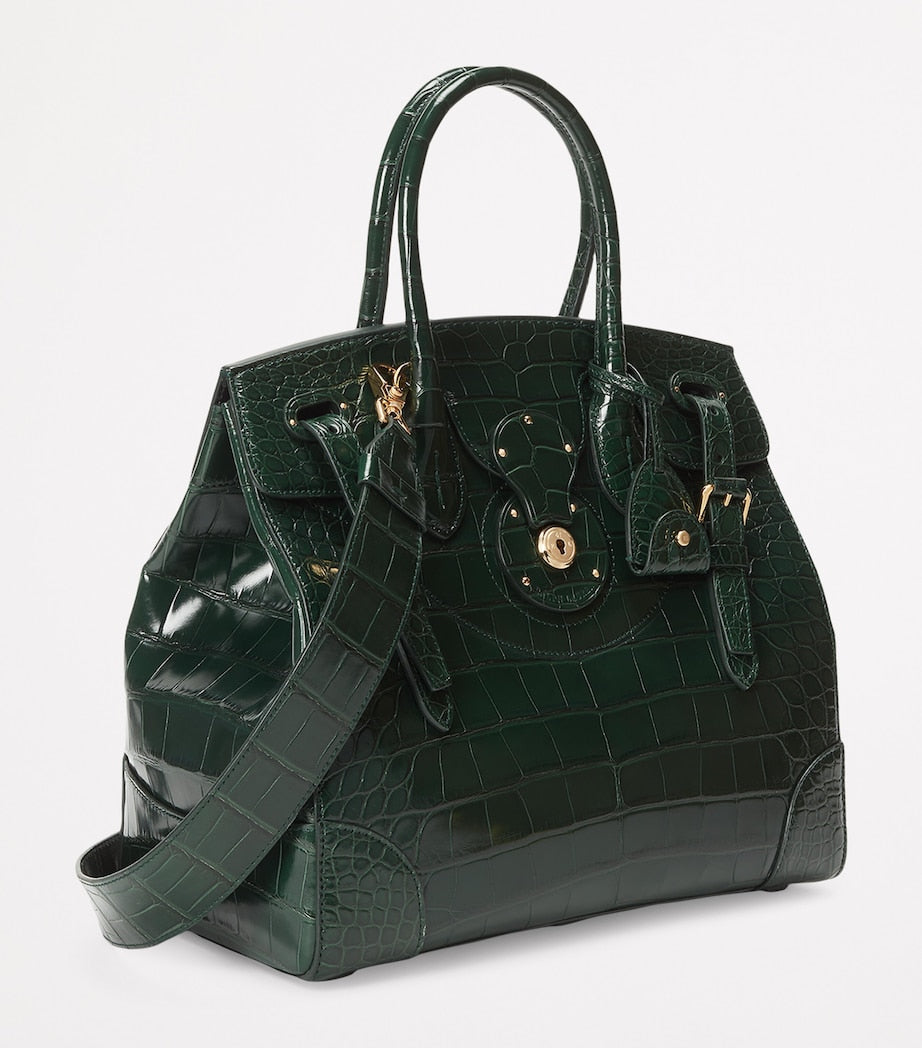 Green Alligator Leather Ricky 33 Top-Handle Bag