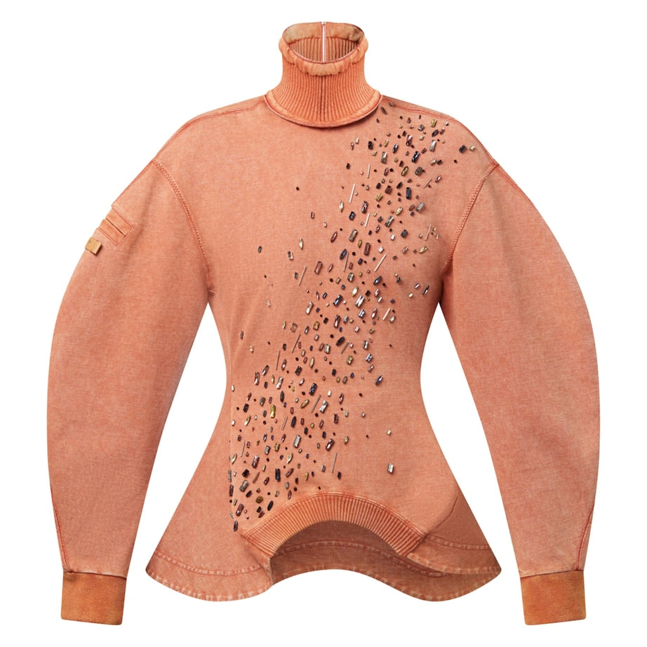 LOUIS VUITTON Pink Cotton Embellished Rollneck Sweatshirt