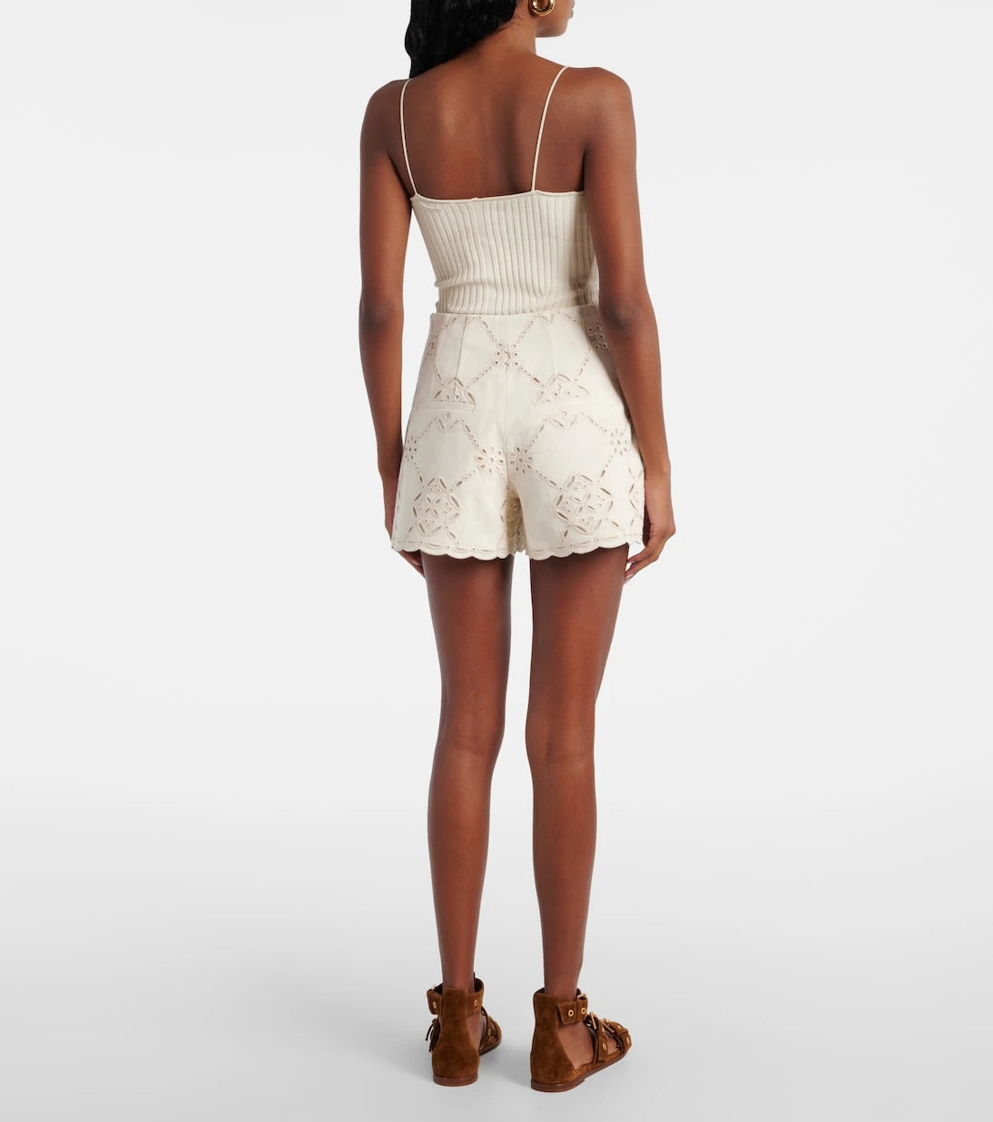 Veronica Beard - Jazmin laser-cut cotton shorts