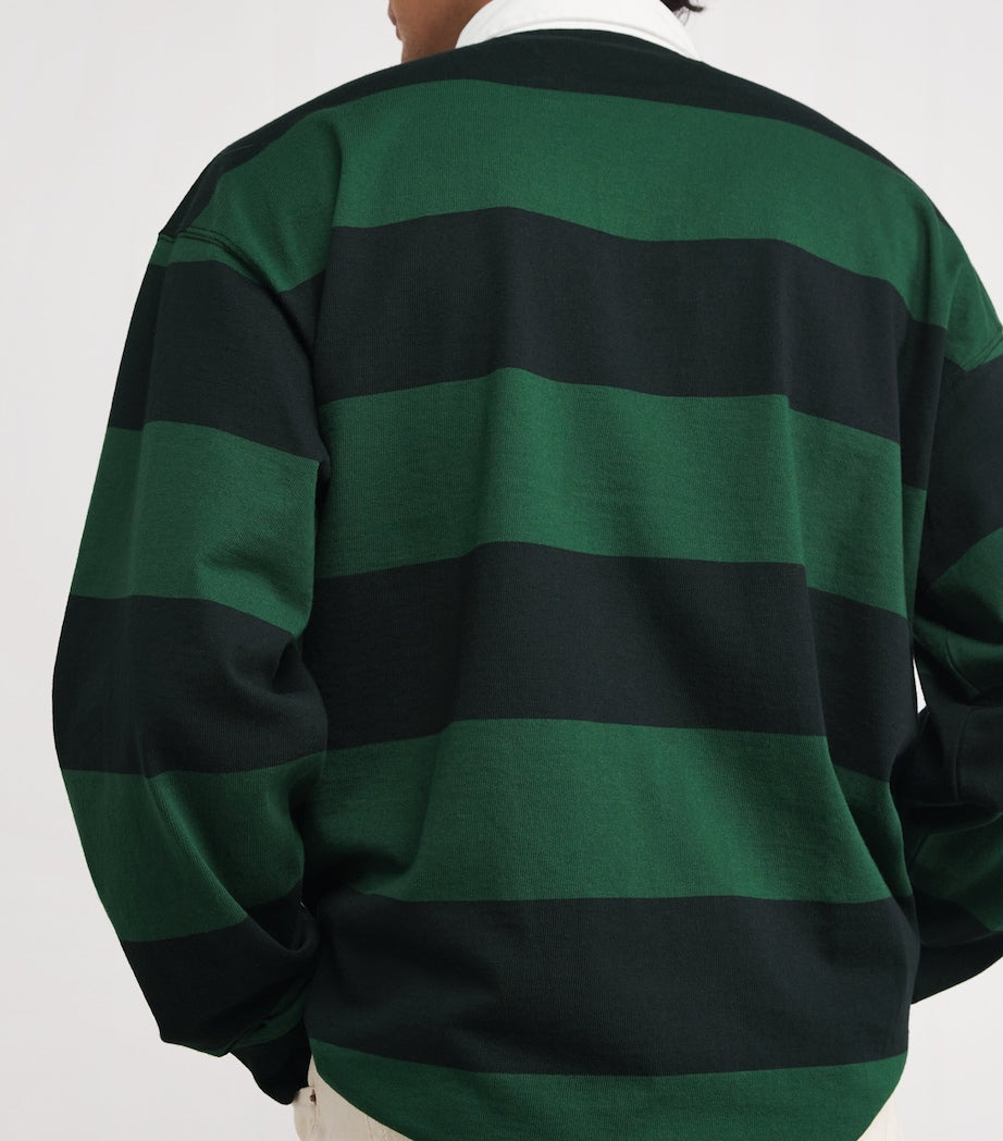 Polo Ralph Lauren Green Cotton Stripe Big Fit Rugby Shirt