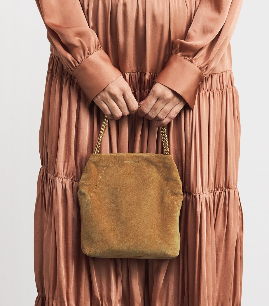 Brown Small Suede Slouch Top-Handle Bag