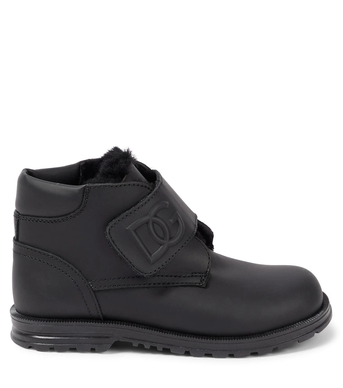 Dolce&Gabbana Kids - Faux shearling-lined leather ankle boots