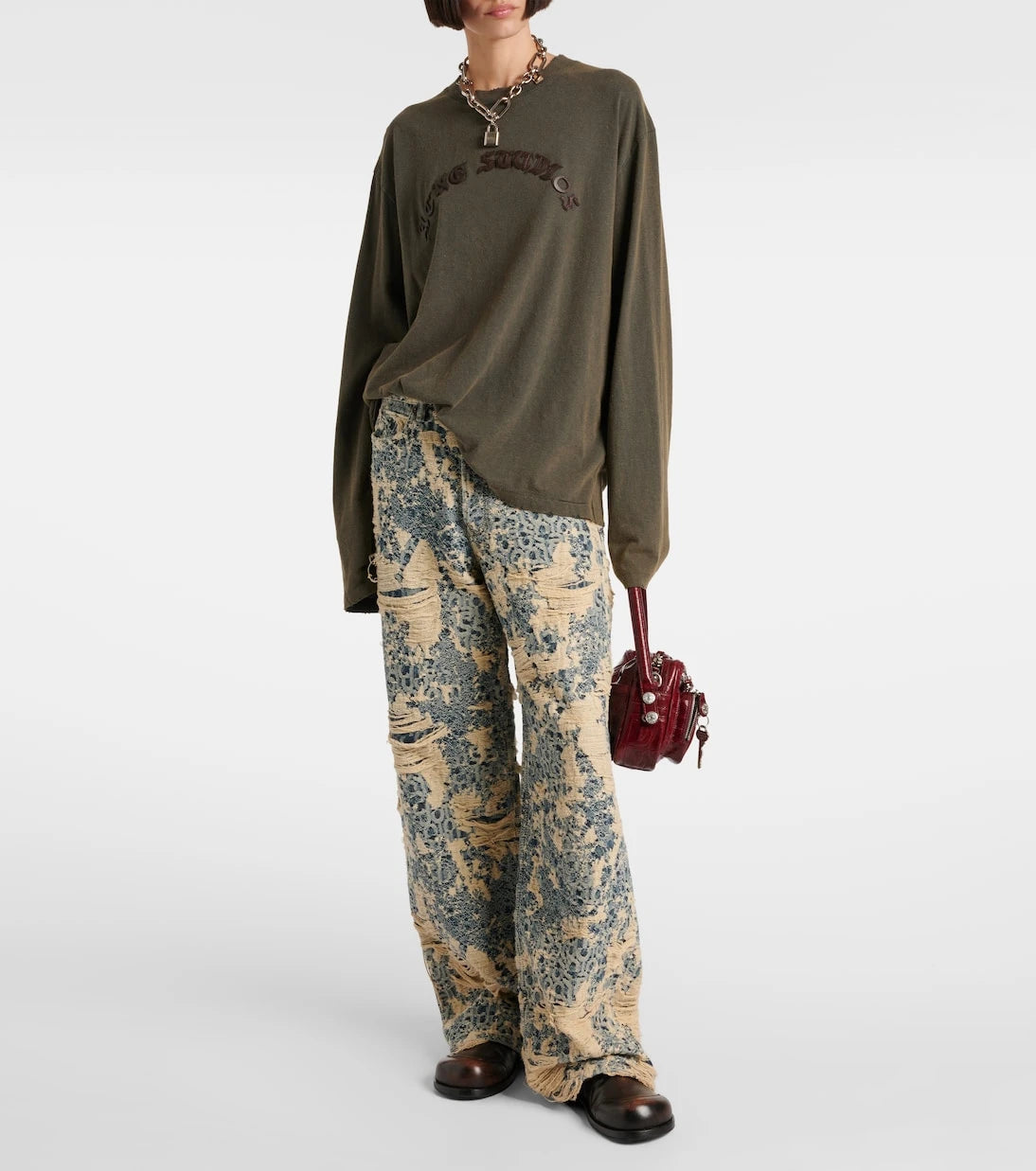 Acne Studios - 1981 Monogram distressed wide-leg jeans