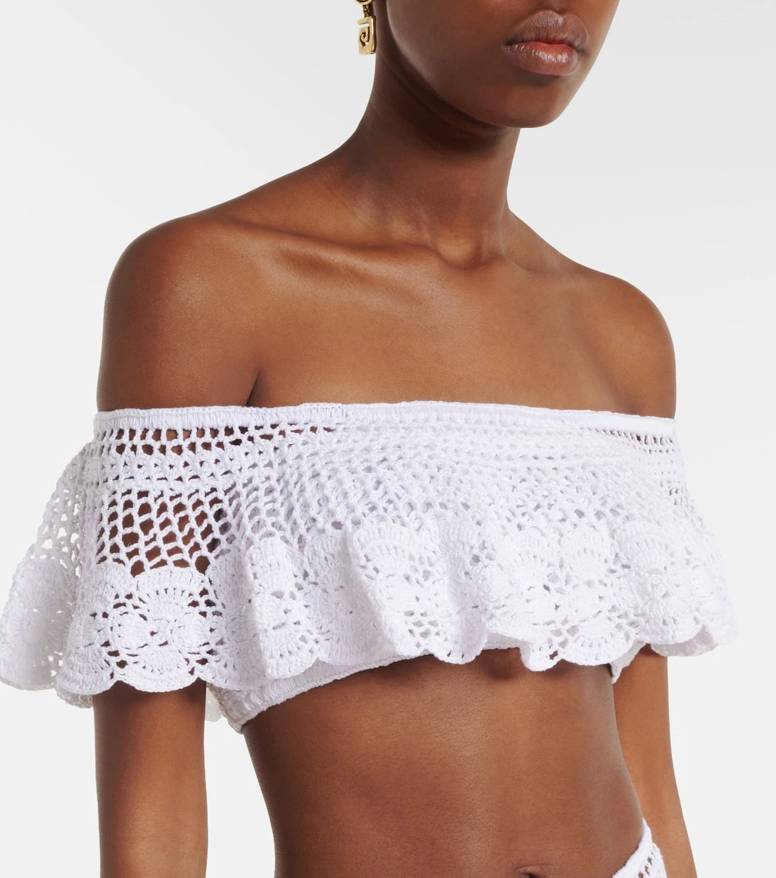 Anna Kosturova - Crochet off-shoulder cotton crop top