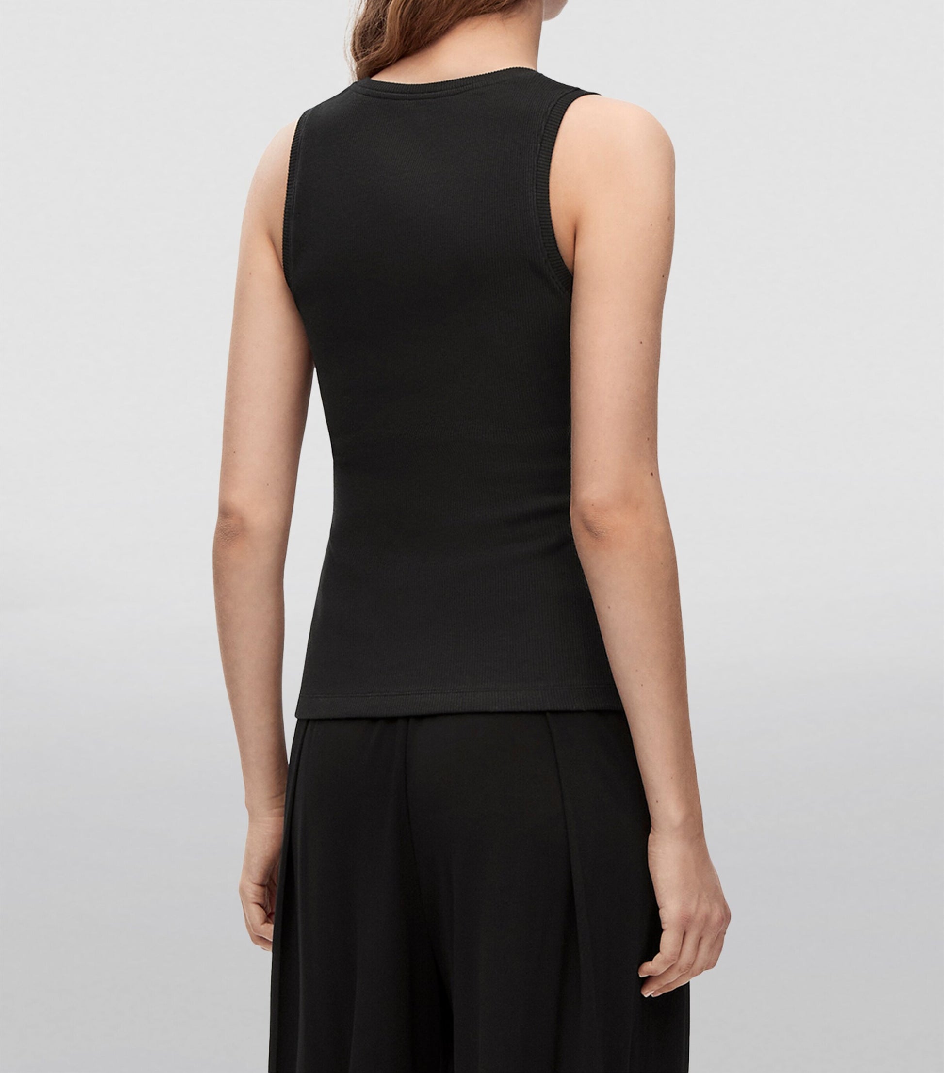 Black Embroidered Anagram Tank Top