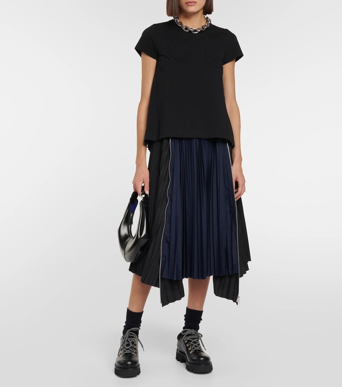 Sacai - Pleated cotton jersey T-shirt