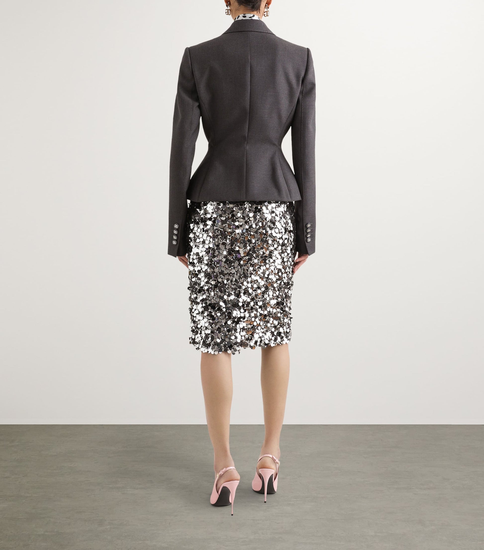 Embellished Sequin Midi Skirt