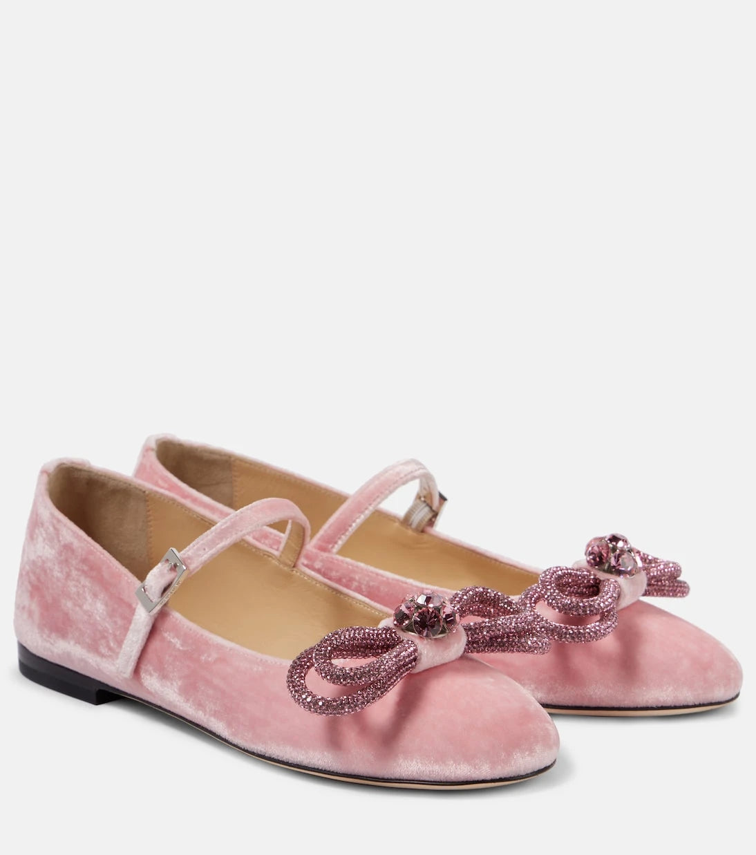 Mach & Mach - Double Bow velvet ballet flats