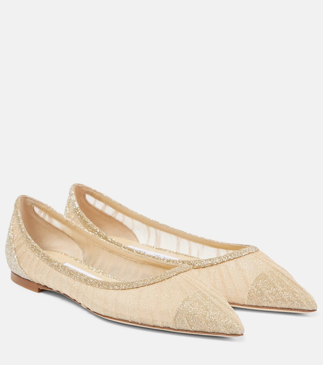 Jimmy Choo - حذاء باليه Love من التول اللامع